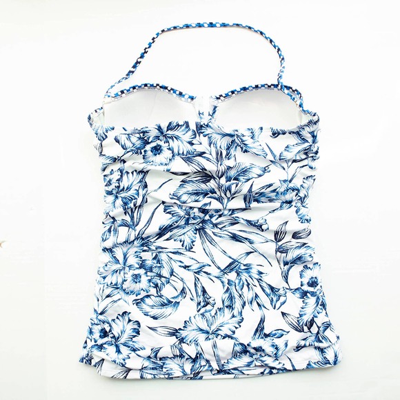 Tommy Bahama White Floral Print Halter Tankini Swim Top - Picture 5 of 5